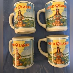 Vintage Land OLakes retired Mug Set Multicolor. Native American &butter package